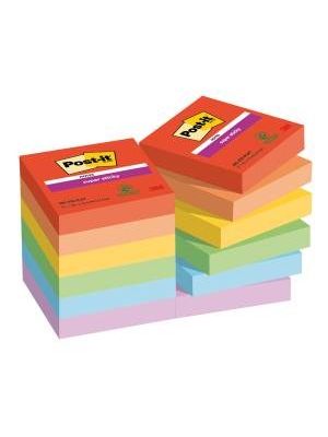 Bloček Post-it Super Sticky PLAYFUL, veľkosť 47,6x47,6 mm, 12 bločkov po 90 lístkov