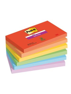Bloček Post-it Super Sticky PLAYFUL, veľkosť 76x127 mm, 6 bločkov po 90 lístkov