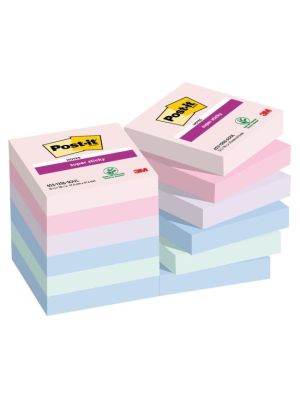 Bloček Post-it Super Sticky SOULFUL, veľkosť 47.6x47.6 mm, 12 bločkov po 90 lístkov