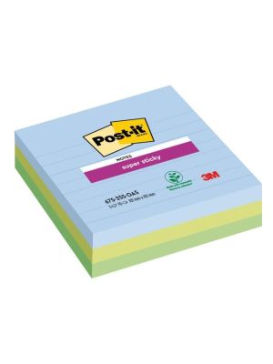 Bloček Post-it Super Sticky OASIS, veľkosť 101x101 mm XL, linajkové, 3 bločky po 70 lístkov