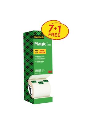Lepiaca páska Scotch Magic neviditeľná popisovateľná 19mm x 33m v krabičke 7+1 zdarma