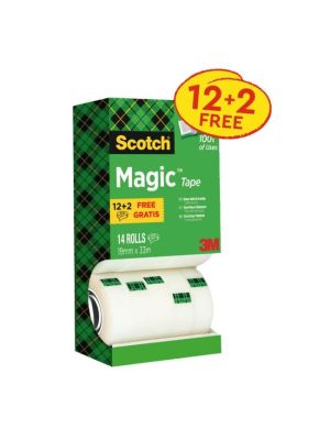 Lepiaca páska Scotch Magic neviditeľná popisovateľná 19mm x 33m v krabičke 12+2 zdarma