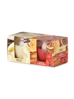 Emocio Sklo 65x63 mm 2 ks v krabičke Vanilla Cream & Apple Cinnamon, vonná sviečka