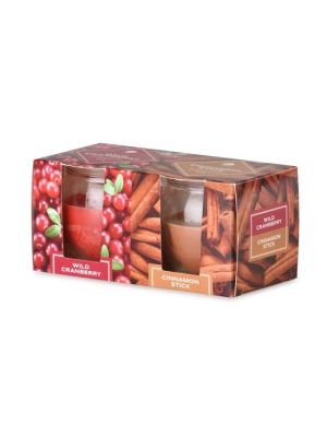 Emocio Sklo 65x63 mm 2 ks v krabičke Wild Cranberry & Cinnamon Stick, vonná sviečka