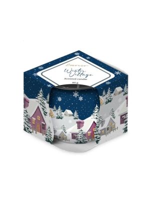 Emocio Sklo Dekor 70x62 mm Winter Village (Snowflakes), vonná sviečka