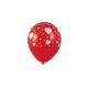 Nafukovací balónik Srdce biela na červené Ø30cm `L` [5 ks]