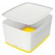 Úložný box s vekom Leitz MyBox, veľkosť L biela/žltá