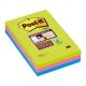 Bloček Post-it Super Sticky  101 mm x 152 mm XXL, dúhové farby, linajkové, 3 bločky po 90 lístkov